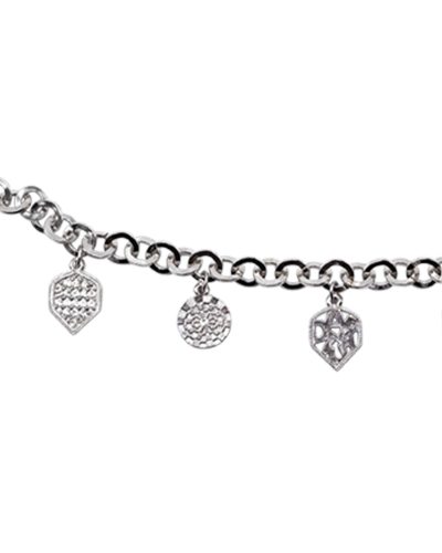 Pulsera  plata con 5 elementos plata.