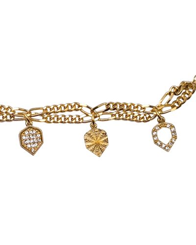 Pulsera  baño oro con 5 elementos oro.