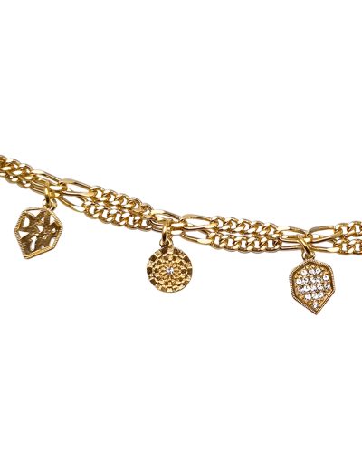 Pulsera  baño oro con 5 elementos oro.