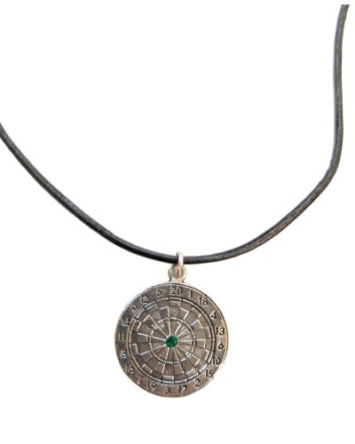Leather Necklace Silver Dartboard