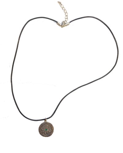 Collar cuero diana baño plata