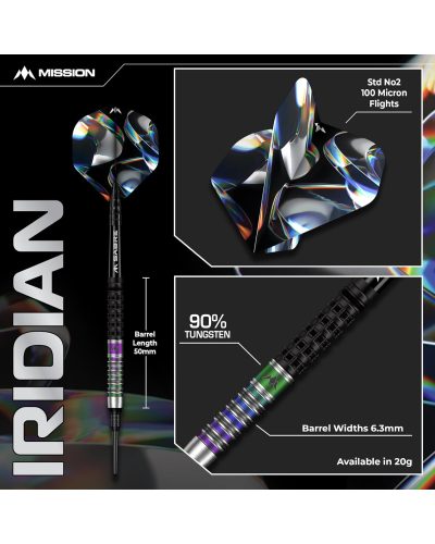 Mission Iridian Darts - Soft Tip - 90% - Black & Coral PVD - 20g