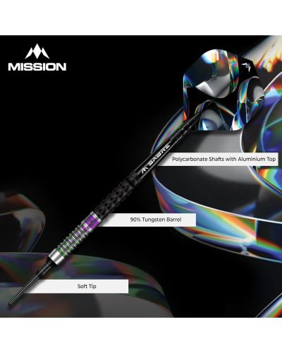Mission Iridian Darts - Soft Tip - 90% - Black & Coral PVD - 20g