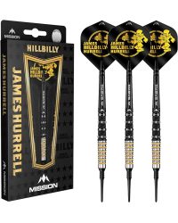 Mission James Hurrell Darts - Soft Tip - 95% Tungsten - V2 - Black PVD & Yellow 20 gr