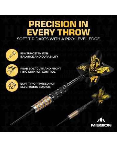 Mission James Hurrell - 95% Tungsten - V2 - Negro PVD & Amarillo 20gr